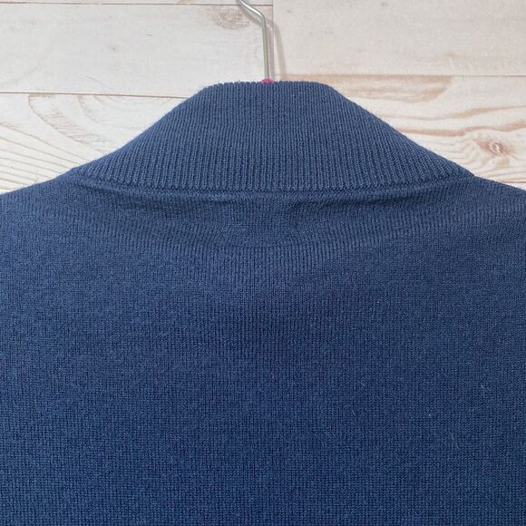 J Crew Blue Merino Wool Blend Quarter Zip Pullover Mock Neck Sweater - Picture 13 of 16